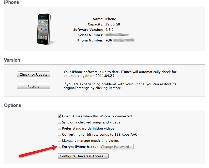 iTunes bellts iPhone titkostsra