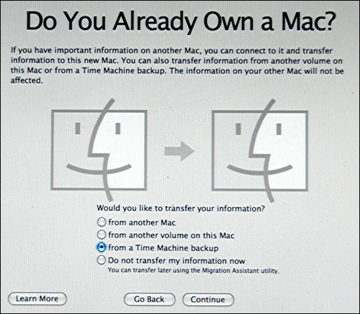 Time Machine Restore