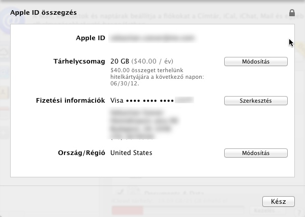 Apple ID iCloud alatt