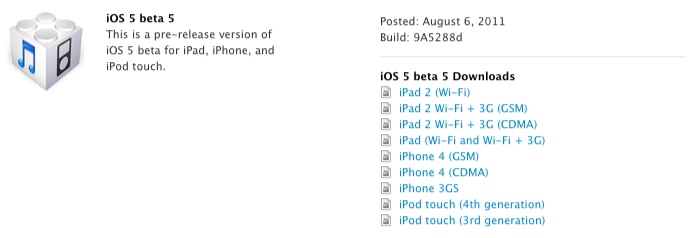 iOS 5 beta 5