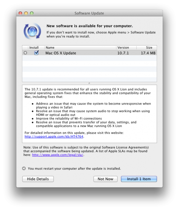 Lion 10.7.1 Update