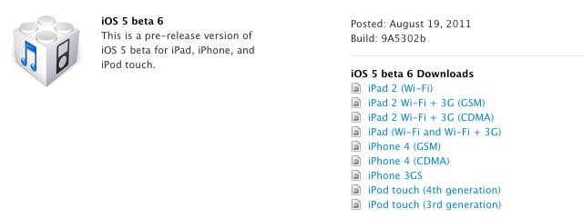 iOS 5 beta 6