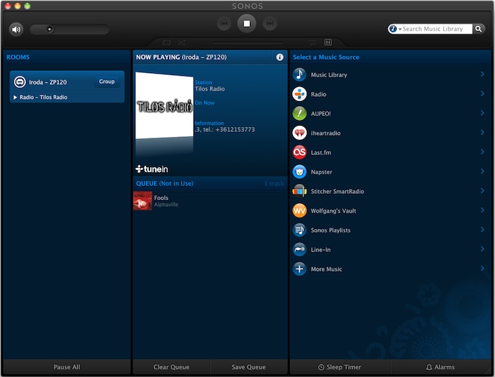 A Sonos Controller 3.7 kezelfellete