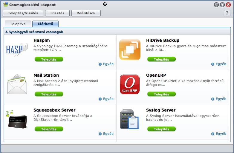 Csomagkezelsi kzpont - Synology